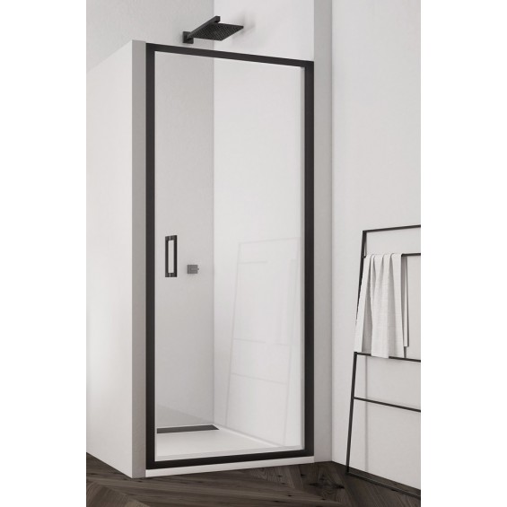 SanSwiss Top-Line S TLSP Drzwi Prysznicowe 90x200 cm czarne Szkło Przezroczyste (TLSP0900607)