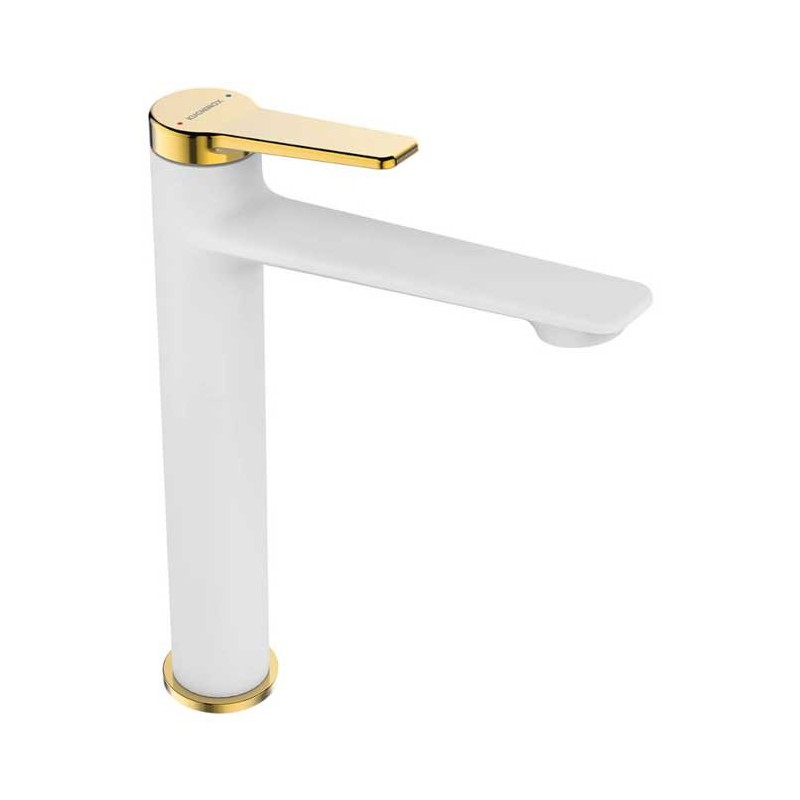 Kuchinox Alanis Bateria Umywalkowa stojąca Nablatowa Biały/Złoto (BQI_62ND)