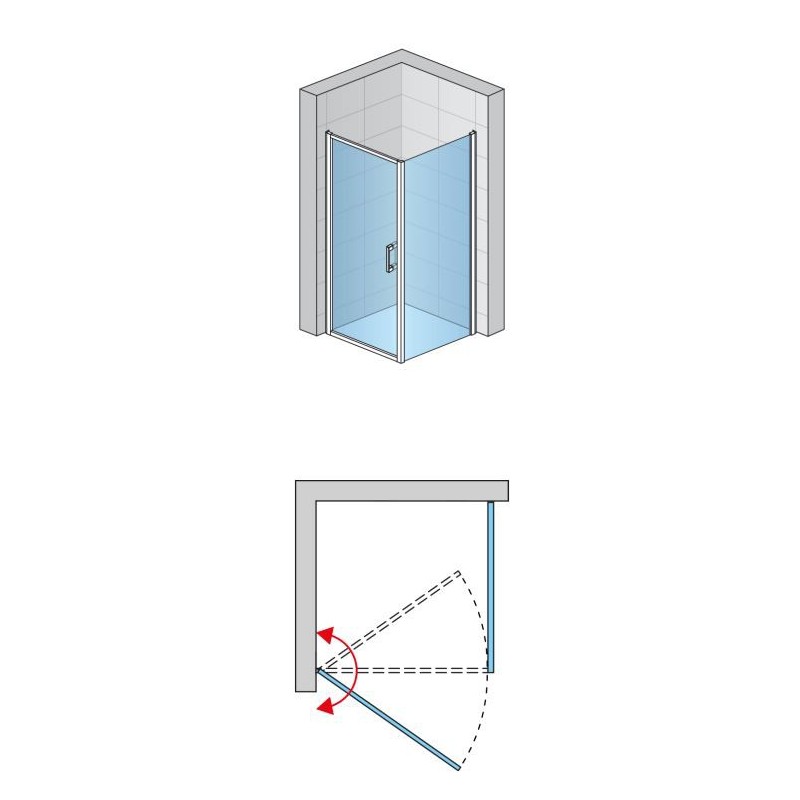 SanSwiss Top-Line S TLSP+TOPF2 Kabina Prysznicowa 90x80x200 cm biała Szkło Przezroczyste (TLSP0900407+TOPF20800407)