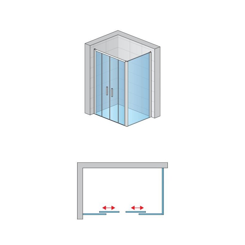 SanSwiss Top-Line S TLS4+TOPF2 Kabina Prysznicowa 160x80x200 cm chrom mat Szkło Przezroczyste (TLS41600107+TOPF20800107)