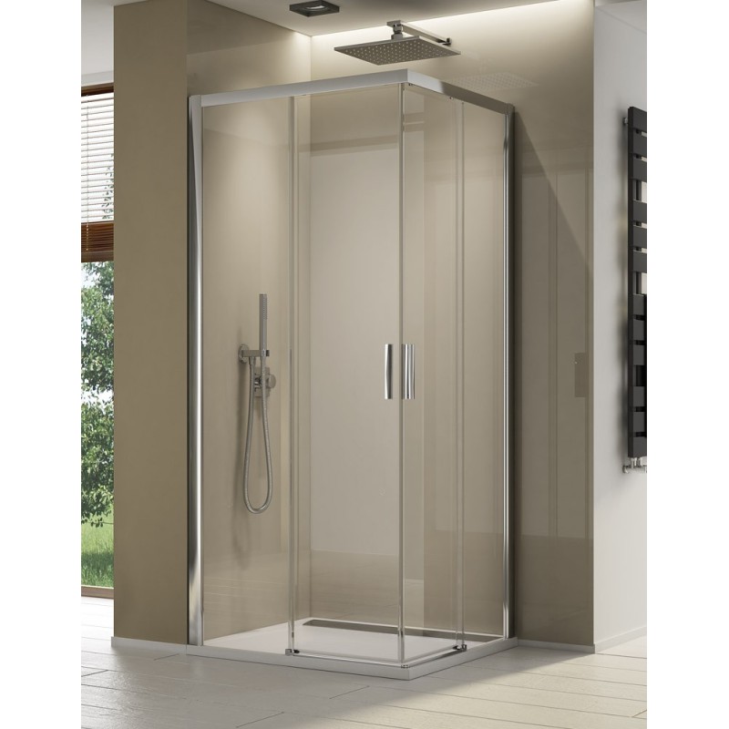 SanSwiss Top-Line S TLS G+D Kabina prysznicowa 75x75x200 cm chrom połysk Szkło Przezroczyste (TLSG0755007+TLSD0755007)