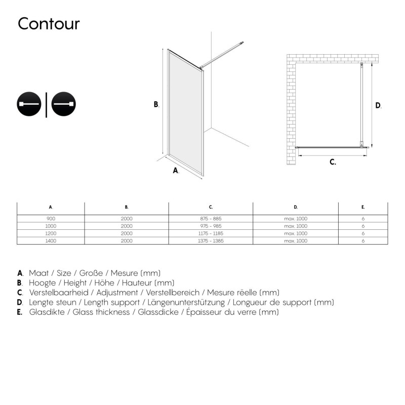Sealskin Contour kabina Walk-In 118x200 cm szara mat szkło Przezroczyste (CDA31186145100)