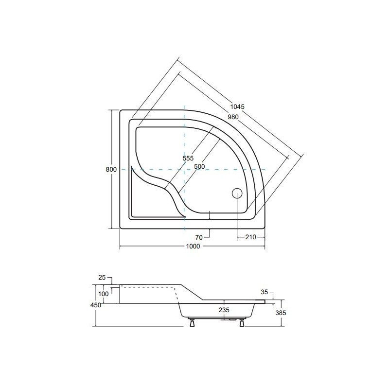 Besco Maxi Brodzik asymetryczny L biały 100x80x24 (BAM-100-NL)