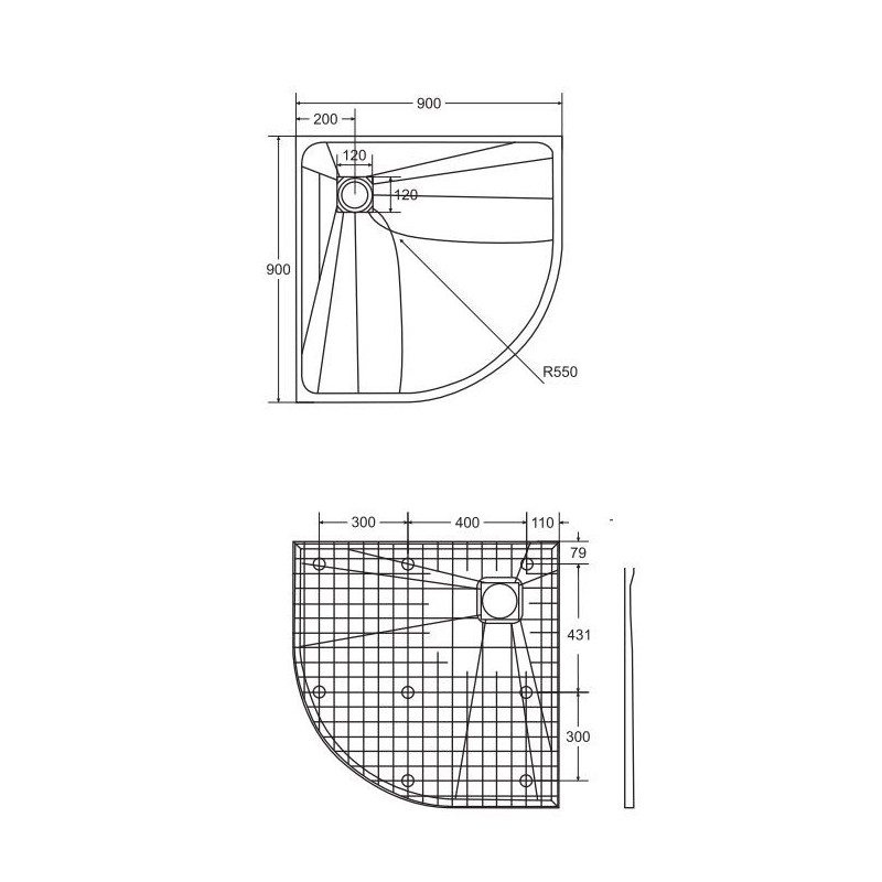Besco Vexo Brodzik Półokrągły czarny 90x90 cm (BVB-90-90-P)