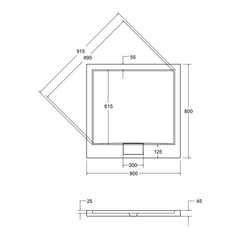 Besco Axim UltraSlim Brodzik Kwadratowy biały 90x90 cm (BAX-90-KW)