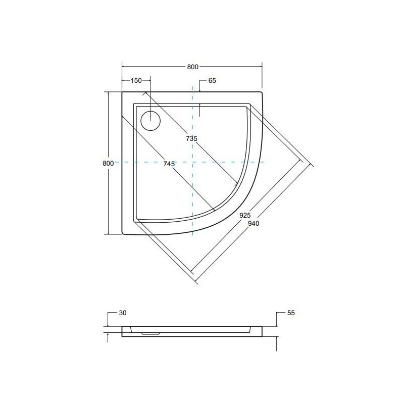 Besco Aron UltraSlim Brodzik półokrągły biały 80x80 cm (BAA-80-NR)