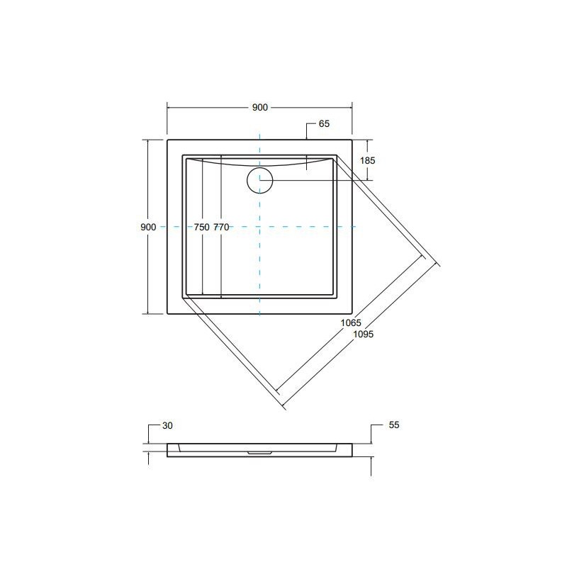 Besco Aquarius UltraSlim Brodzik kwadratowy biały 90x90 cm (BAA-90-K)