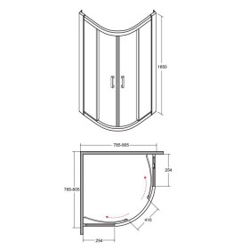 Besco Modern Kabina Prysznicowa Półokrągła 80x80x185 cm (MP-80-185-C)