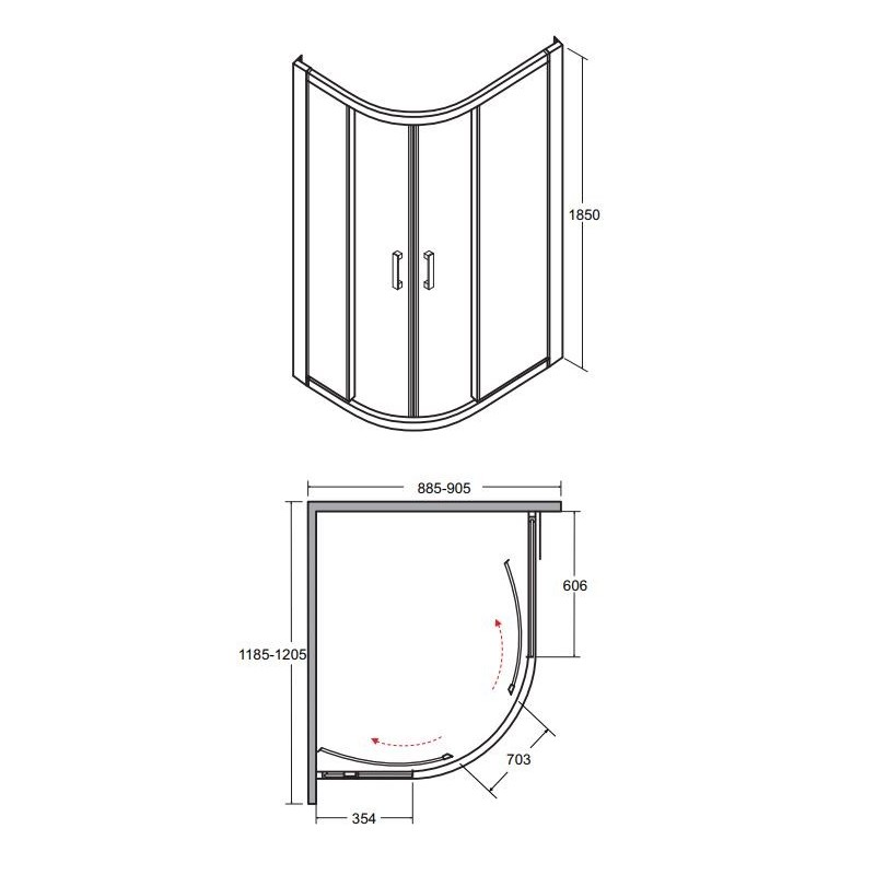 Besco Modern Kabina Prysznicowa Asymetryczna 120x90x185 cm (MA-120-90-C)