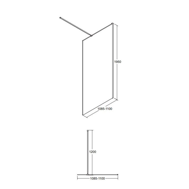 Besco Aveo Black Kabina Prysznicowa Walk-In 110x195 cm (AVB-110-195C)