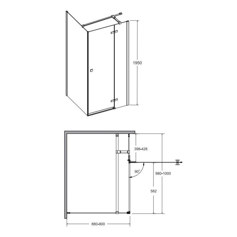Besco Pixa Kabina Prysznicowa Prostokątna Prawa 100x90x195 (PPP-109-195C)