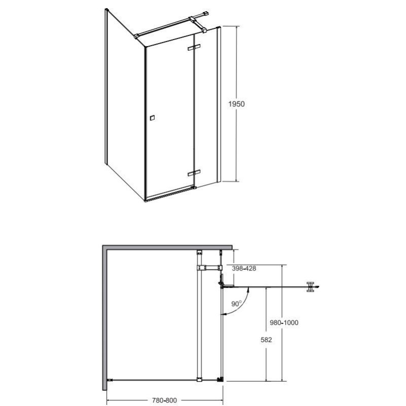 Besco Pixa Kabina Prysznicowa Prostokątna P 100x80x195 cm (PPP-108-195C)