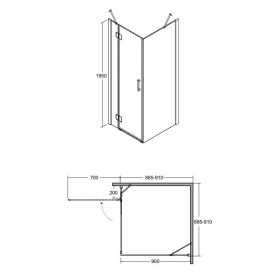 Besco Viva Kabina Prysznicowa Kwadratowa Przejrzysta Lewa 90x90x195 (VKL-90-195-C)