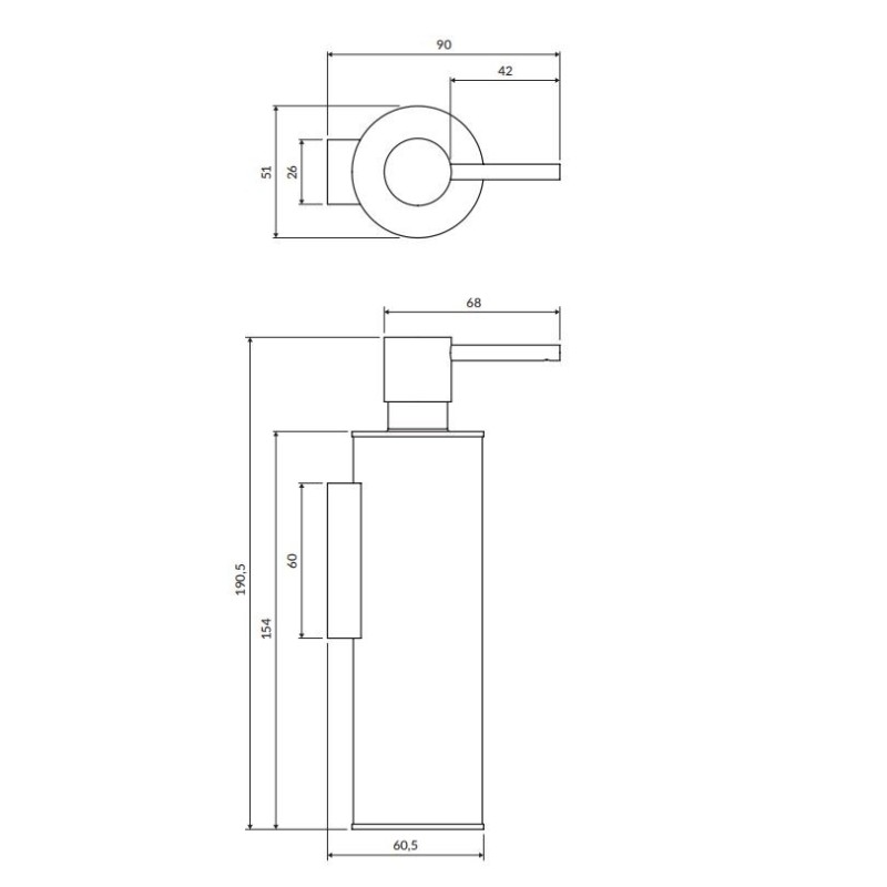 Omnires Modern Project Dozownik mydła w płynie wiszący chrom (MP60721CR)
