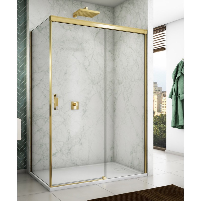 SanSwiss Cadura CAS2+CAST Kabina Prysznicowa P Złota 130x75 cm Szkło Przezroczyste (CAS2D1301207+CAST0751207)
