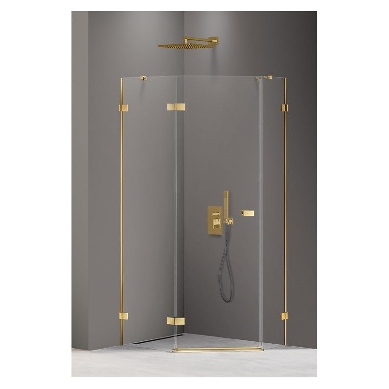 New Trendy Avexa Gold Shine Kabina Pięciokątna L 100x80x200 Przezroczyste 6mm Active Shield (EXK-3848)