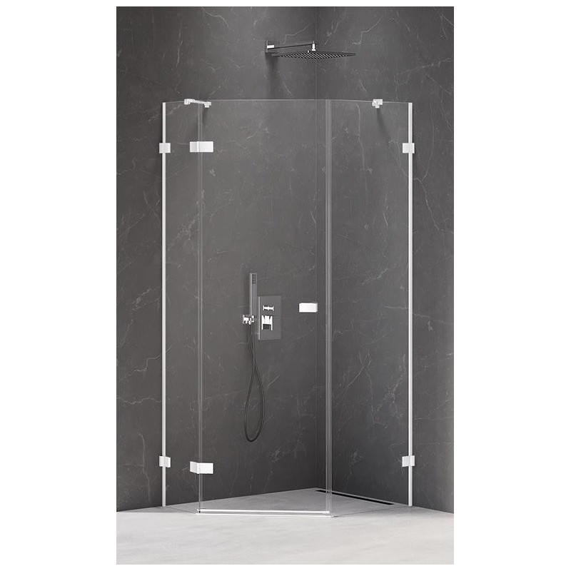 New Trendy Avexa White Kabina Pięciokątna Asymetryczna L 100x80x200 Przezroczyste 6mm Active Shield (EXK-3871)