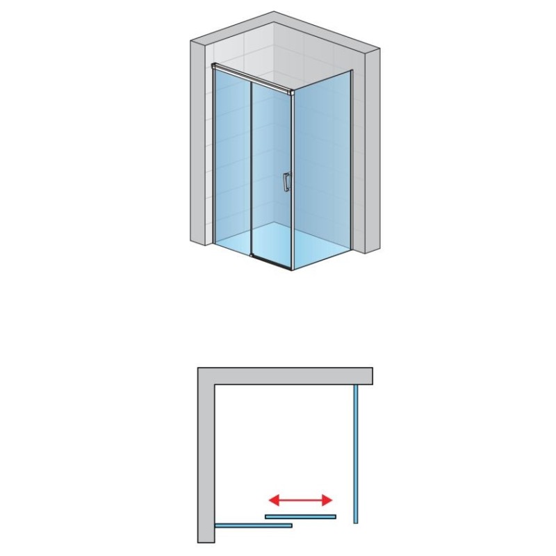 SanSwiss Cadura CAS2+CAST Kabina Prysznicowa L Czarna 160x90 cm Szkło Przezroczyste (CAS2G1600607+CAST0900607)