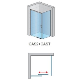 SanSwiss Cadura CAS2+CAST Kabina Prysznicowa L Biała 150x70 cm Szkło Przezroczyste (CAS2G1500907+CAST0700907)