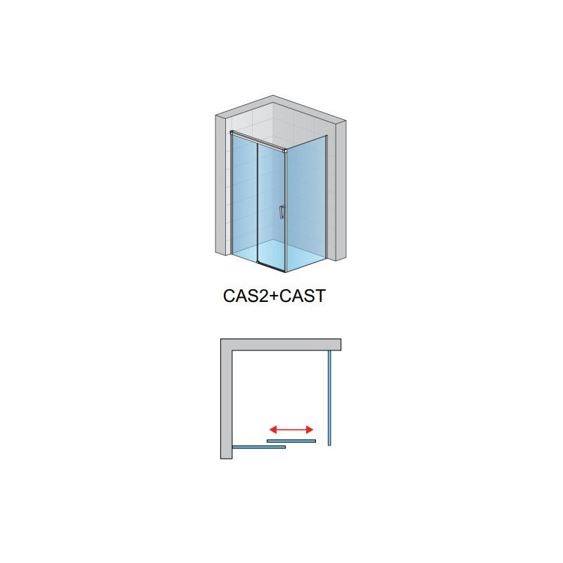 SanSwiss Cadura CAS2+CAST Kabina Prysznicowa L Biała 180x120 cm Szkło Przezroczyste (CAS2G1800907+CAST1200907)