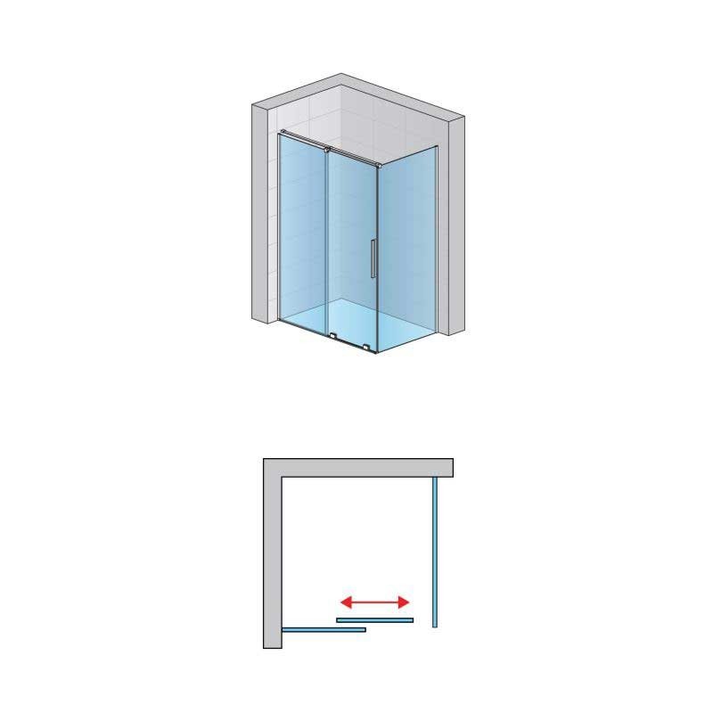 SanSwiss Amalia D35S2+D35F1 Kabina Prysznicowa 120x80x200 cm Czarny Mat (D35S21200607+D35F10800607)
