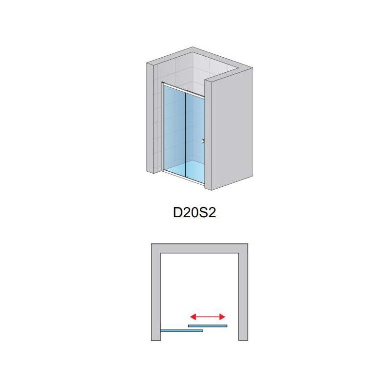 SanSwiss Arelia D20S2 Drzwi Przesuwne 2 częściowe 140x190 cm Srebrny Polerowany (D20S21404007)