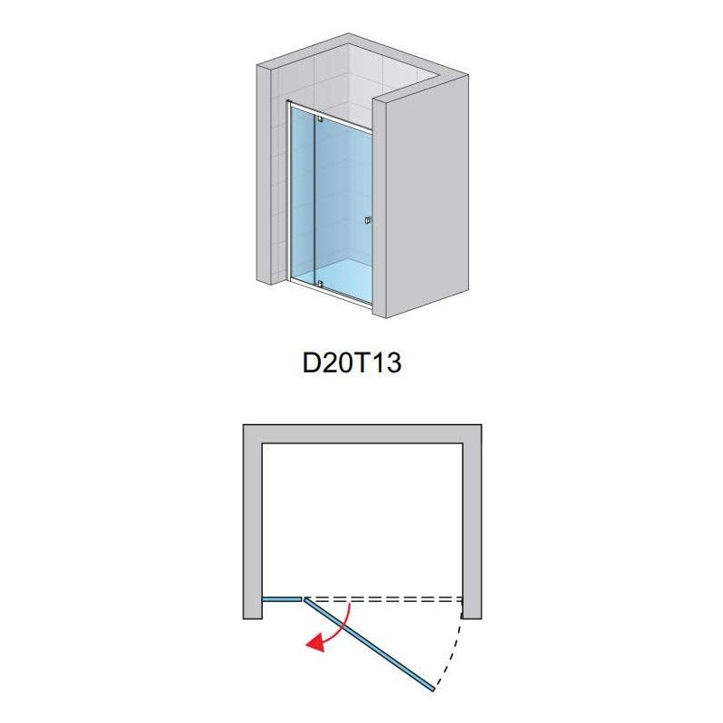 SanSwiss Arelia D20T13 Drzwi Prysznicowe Z Elementem Stałym 100x190 cm Srebrny Polerowany (D20T131004007)