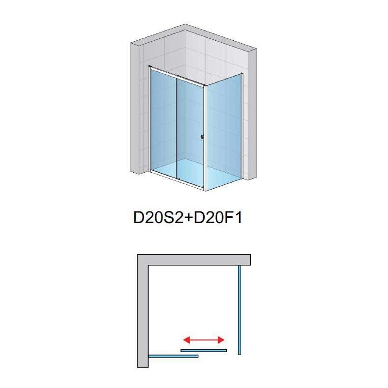 SanSwiss Arelia D20S2+D20F1 Kabina prysznicowa 120x100x190 cm Srebrny Polerowany (D20S21004007+D20F11204007)