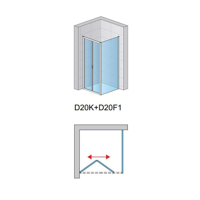 SanSwiss Arelia D20K+D20F1 Kabina prysznicowa 100x100x190 cm Srebrny Polerowany (D20K1004007+D20F11004007)