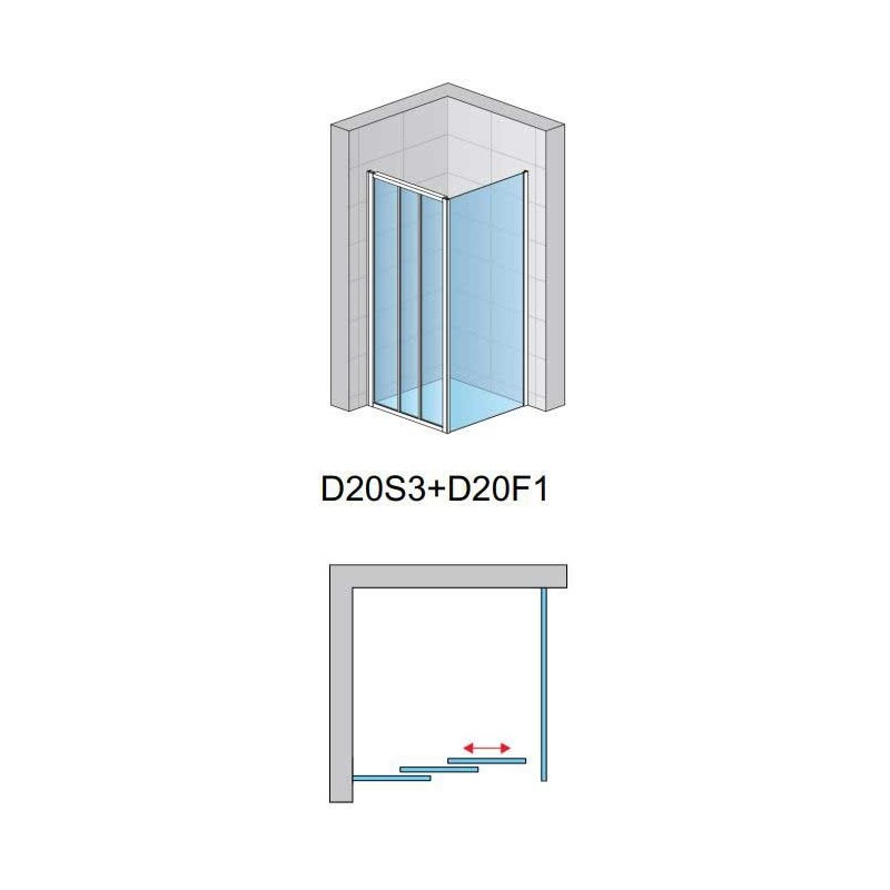 SanSwiss Arelia D20S3+D20F1 Kabina prysznicowa 70x140x190 cm Srebrny Polerowany (D20S30704007+D20F11404007)