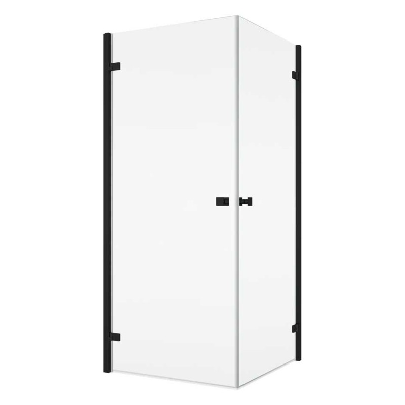 SanSwiss Annea AN1C G+D Kabina Prysznicowa 2D Czarna 80x80x200 cm Szkło Przezroczyste (AN1CG08000607+AN1CD08000607)