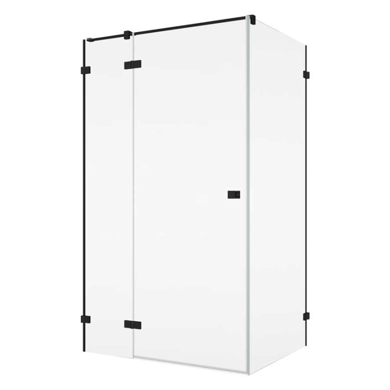 SanSwiss Annea AN13W+ANTW1 Kabina Prysznicowa Lewa Czarna 100x90x200 cm Szkło Przezroczyste (AN13WG10000607+ANTW109000607)