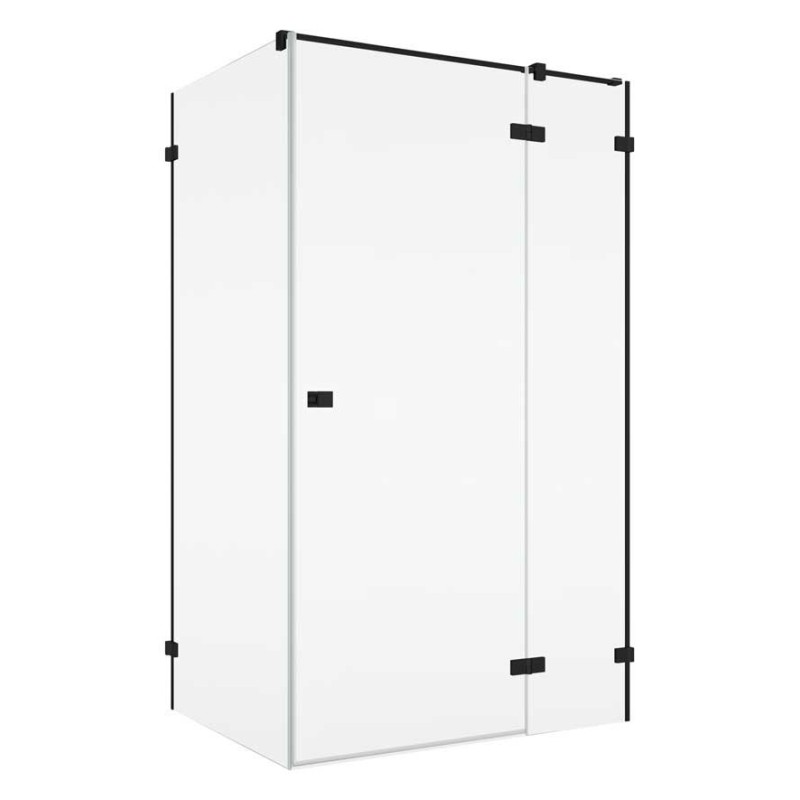 SanSwiss Annea AN13W+ANTW1 Kabina Prysznicowa Prawa Czarna 80x120x200 cm Szkło Przezroczyste (AN13WD08000607+ANTW112000607)