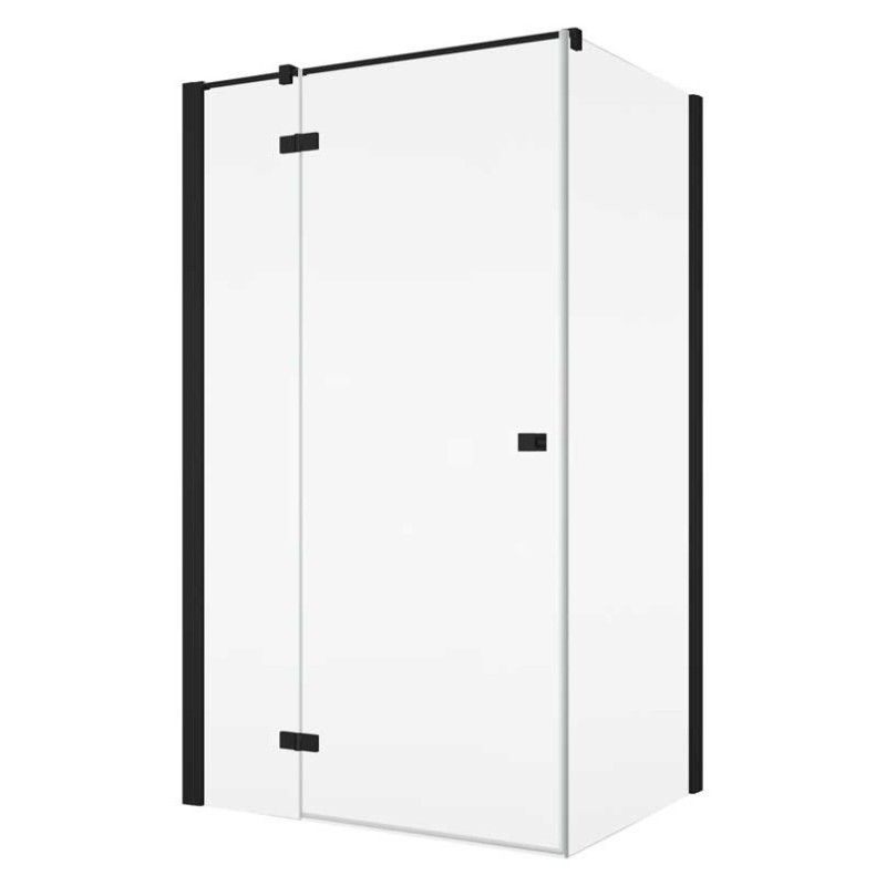 SanSwiss Annea AN13+ANT1 Kabina Prysznicowa Lewa Czarna 90x90x200 cm Szkło Przezroczyste (AN13G09000607+ANT109000607)