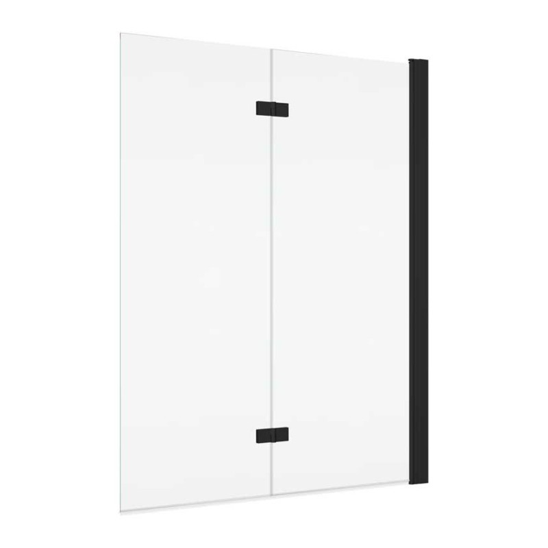 SanSwiss Solino SOLB2 Parawan Nawannowy Dwuczęściowy P Czarne 110x150 cm, Szkło Przezroczyste (SOLB2D1100607)