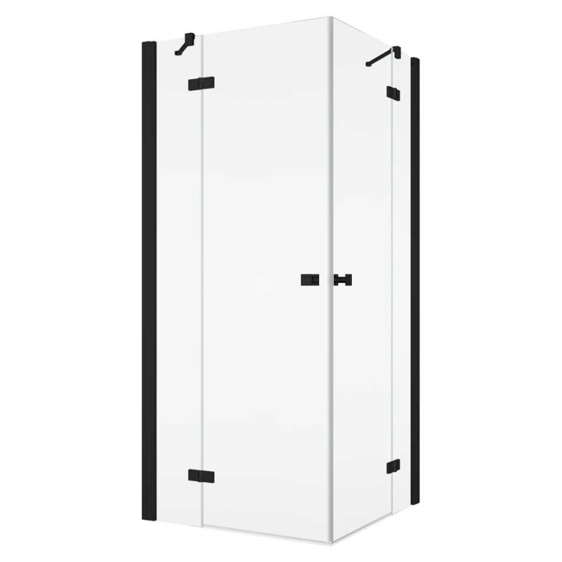 SanSwiss Annea AN13 D+G Kabina Prysznicowa BLACK 100x100 cm Szkło Przezroczyste (AN13G10000607+AN13D10000607)