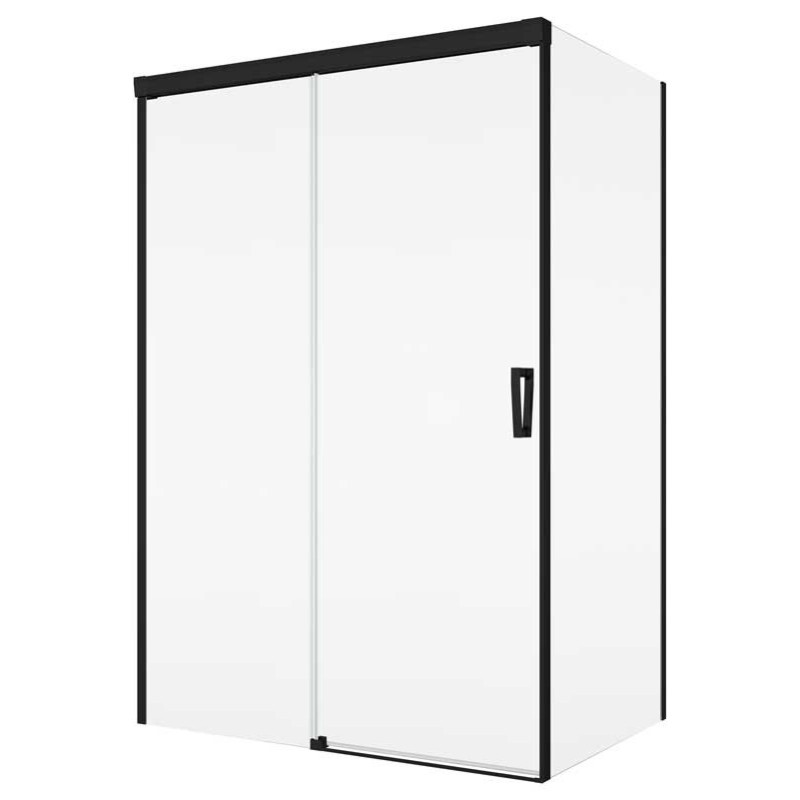SanSwiss Cadura CAS2+CAST Kabina Prysznicowa L Czarna 150x110 cm Szkło Przezroczyste (CAS2G1500607+CAST1100607)