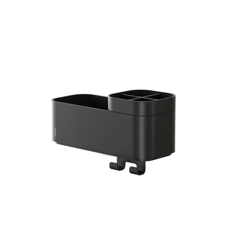Tiger 2-Store Półka z haczykiem na ręcznik i uchwytem na szczoteczkę do zębów 25 cm Czarna (800374)