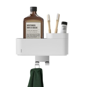 Tiger 2-Store Półka z haczykiem na ręcznik i uchwytem na szczoteczkę do zębów 25 cm Biała (800375)