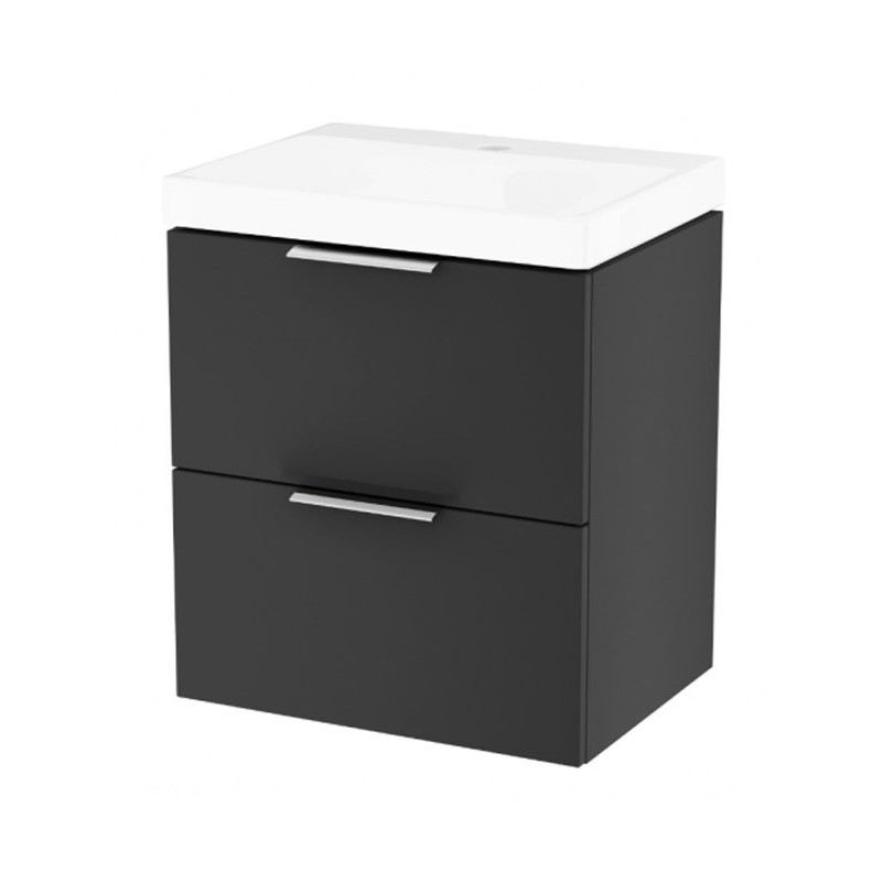 Excellent Blanko szafka (uchwyt chrom) z umywalką 49 cm czarny soft (MLEX.6301.490.BL+CENL.6317.500.WH+MLEX.6303.SET.CR)