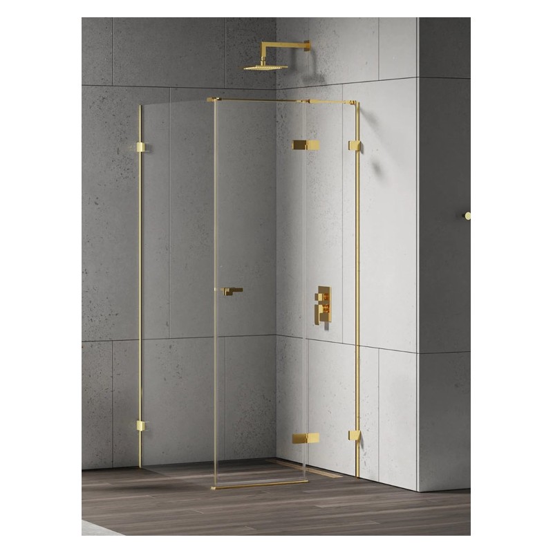 New Trendy Eventa Gold Shine Kabina prysznicowa  1D prostokątna L 110x80x200 szkło czyste 8mm Active Shield 2.0  (EXK-4708)