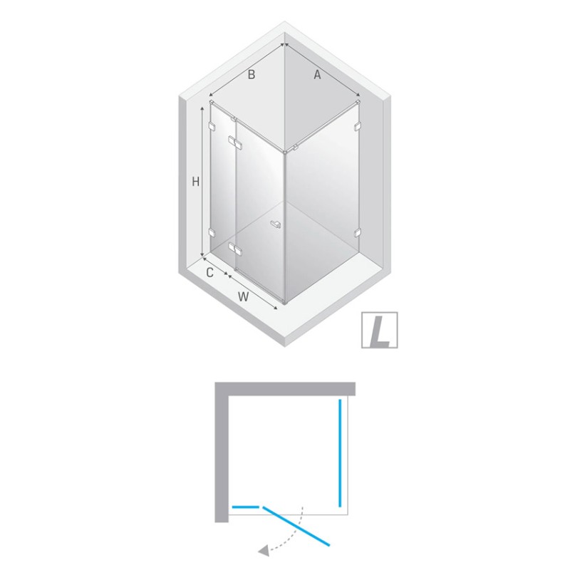 New Trendy Eventa Gold Shine Kabina prysznicowa 1D prostokątna L 120x80x200 szkło czyste 8mm Active Shield 2.0 (EXK-4714)