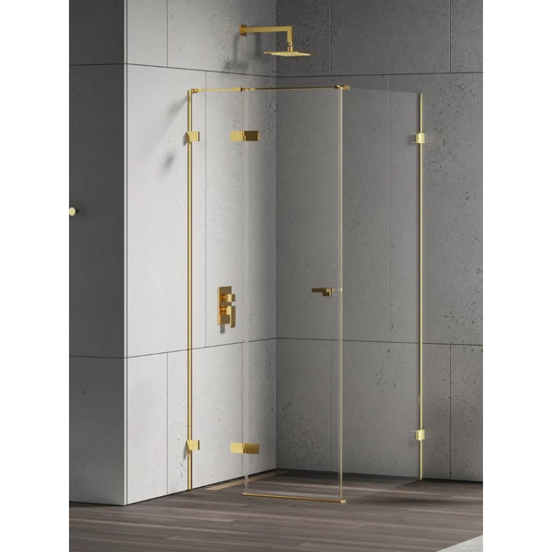 New Trendy Eventa Gold Shine Kabina prysznicowa  1D prostokątna P 120x80x200 szkło czyste 8mm Active Shield 2.0  (EXK-4744)
