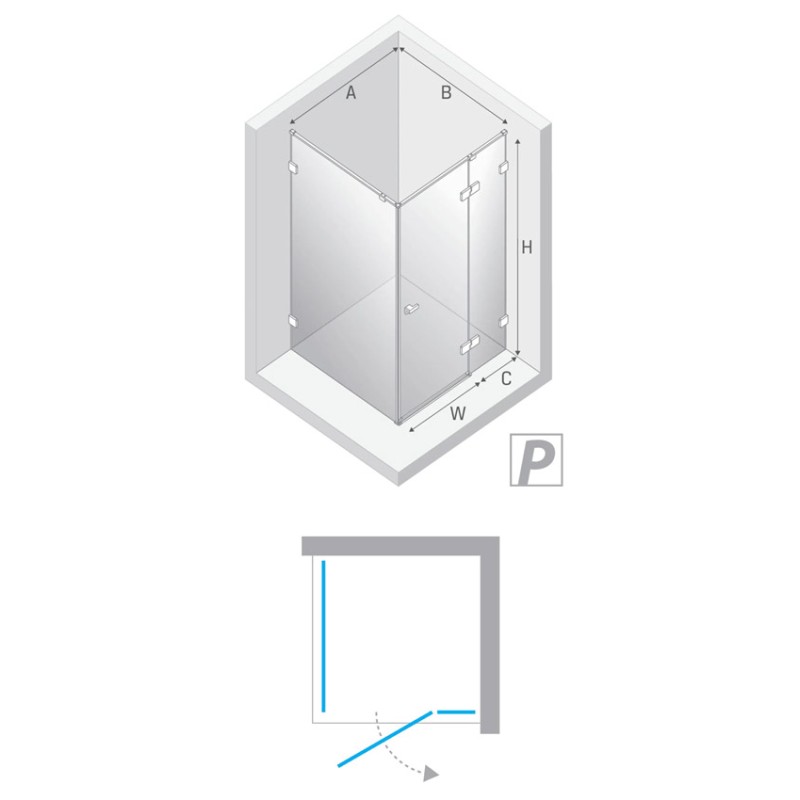 New Trendy Eventa Gold Shine Kabina prysznicowa  1D prostokątna P 120x80x200 szkło czyste 8mm Active Shield 2.0  (EXK-4744)