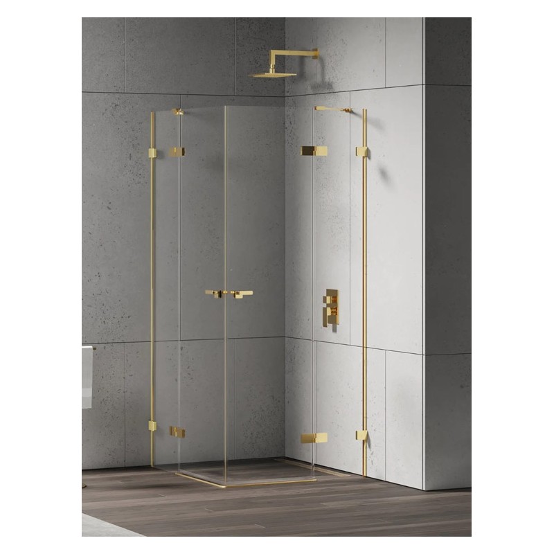 New Trendy Eventa Gold Shine Kabina prysznicowa 2-drzwiowa prostokątna 110x80x200 cm 8mm Active Shield 2.0  (EXK-4764)