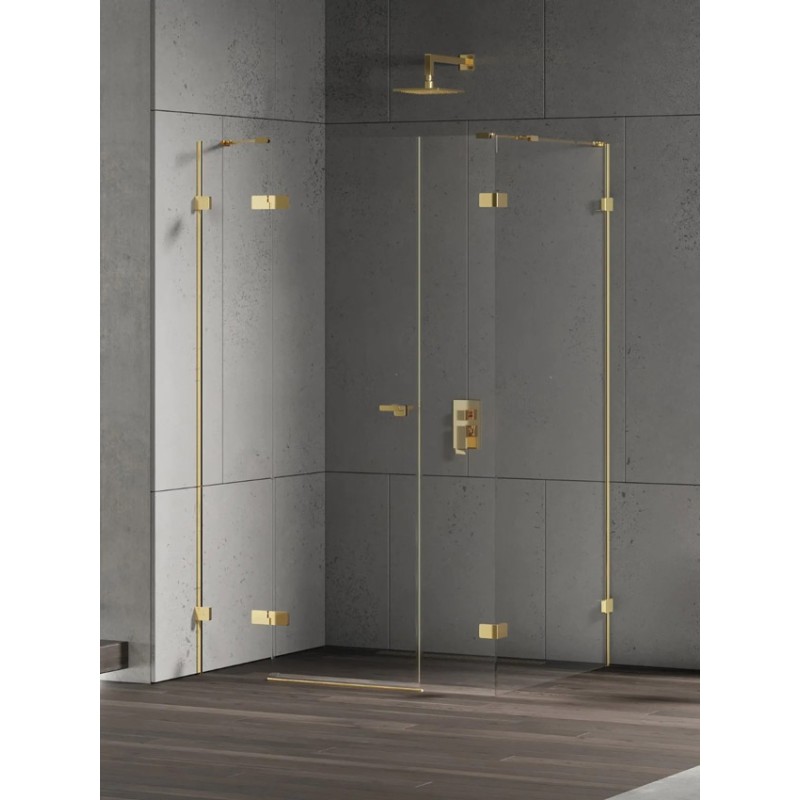 New Trendy Eventa Gold Shine Kabina prysznicowa 1D prostokątna P 110x80x200 cm szkło czyste 8mm Active Shield 2.0 (EXK-4775)