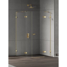New Trendy Eventa Gold Shine Kabina prysznicowa 1D prostokątna L 150x80x200 cm szkło czyste 8mm Active Shield 2.0 (EXK-4778)