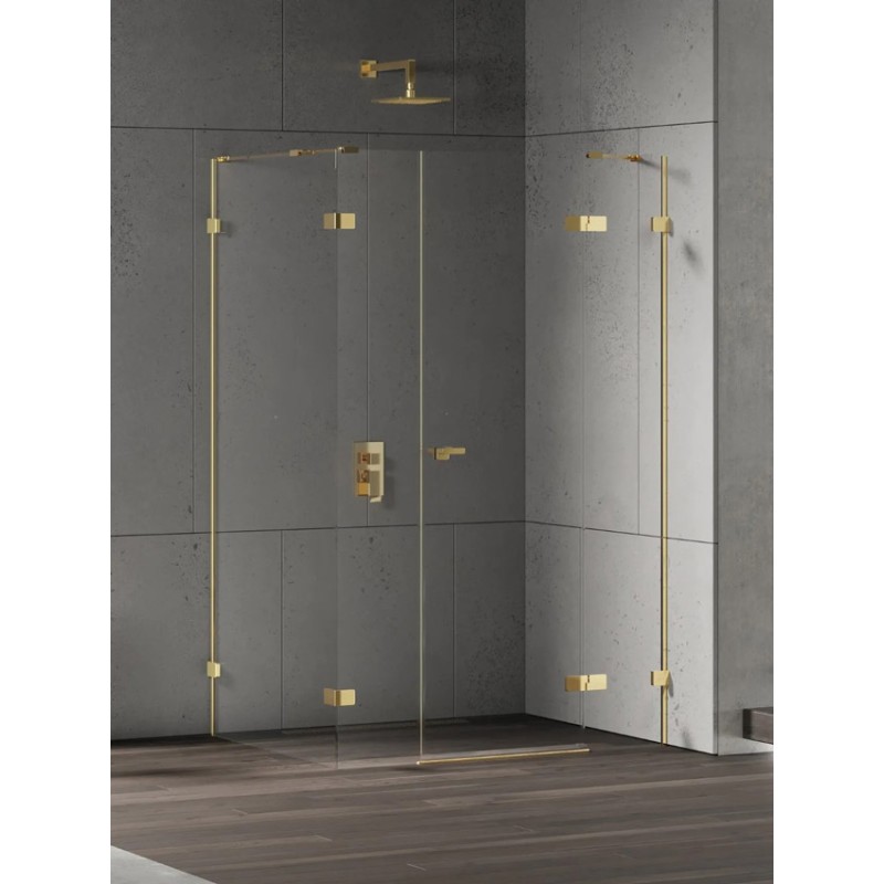 New Trendy Eventa Gold Shine Kabina prysznicowa 1D prostokątna L 110x90x200 cm szkło czyste 8mm Active Shield 2.0 (EXK-4780)