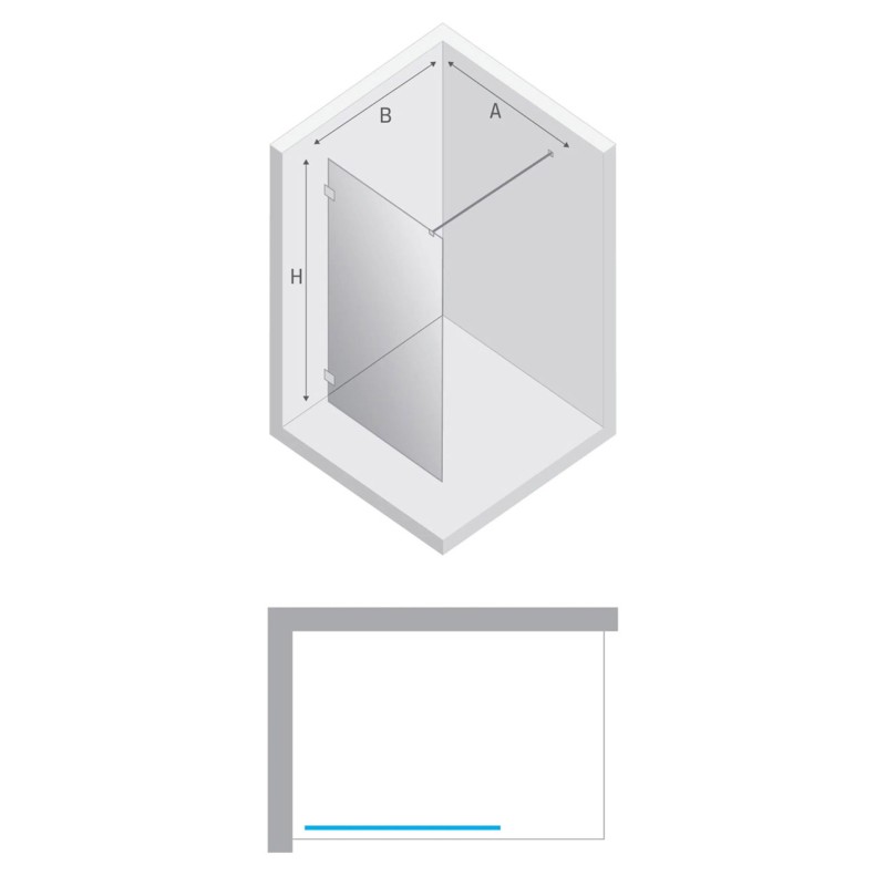 New Trendy Eventa Gold Shine Kabina prysznicowa WALK-IN U 150x200 cm 8mm Active Shield 2.0 (EXK-4846)