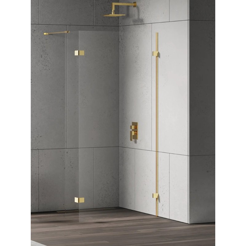 New Trendy Eventa Gold Shine Kabina WALK-IN z dodatkową ścianką 50x23x200 cm 8mm (EXK-4848+EXK-4860)